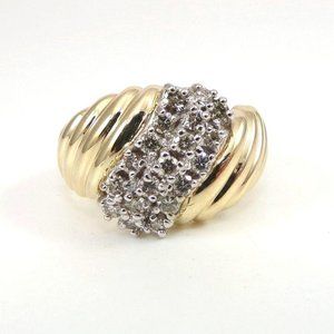 Heavy Solid 14K Gold 0.50TCW Diamond Journey Ring